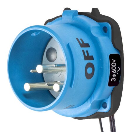 Meltric Pin & Sleeve Inlet, 100 A, 600V AC, 2 Pole, Screw Terminals Wire Connection Type Blue, NEMA 4X 31-68182-K14-263